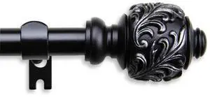 Ivana Curtain Rod 5/8 inch 28-48 Inch - Black