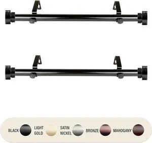 Basic 1 inch Side Curtain Rod 12-20 inch long (Set of 2) - Black