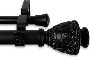 Virginia Double Curtain Rod 1 inch 160-240 inch - Black