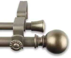 Mona Double Curtain Rod 5/8 inch 28-48 Inch - Antique Gold