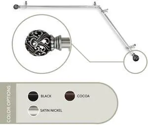 Cilla Corner WIndow Curtain Rod 13/16 inch 66-120" - Satin Nickel