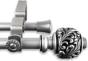 Ivana Double Curtain Rod 5/8 inch 28-48 Inch - Satin Nickel