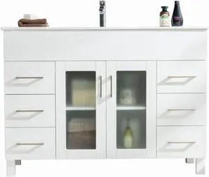 Nova 48 - White Cabinet + Ceramic Basin Countertop