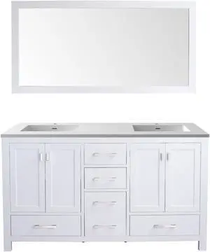 Wilson 60 - White Cabinet + Matte White VIVA Stone Solid Surface Countertop