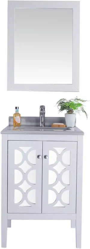 Mediterraneo - 24 - White Cabinet + White Stripes Marble Countertop