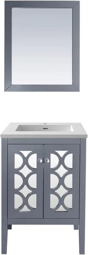 Mediterraneo - 24 - Grey Cabinet + Matte White VIVA Stone Solid Surface Countertop