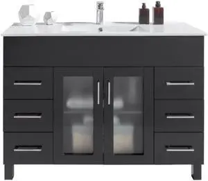 Nova 48 - Espresso Cabinet + Ceramic Basin Countertop