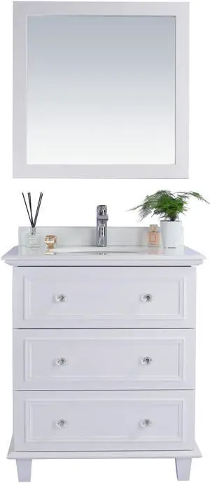 Luna - 30 - White Cabinet + Pure White Phoenix Stone Countertop