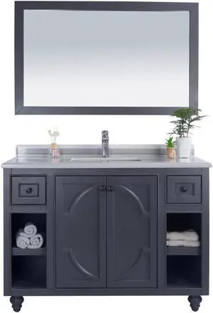 Odyssey - 48 - Maple Grey Cabinet + White Stripes Marble Countertop