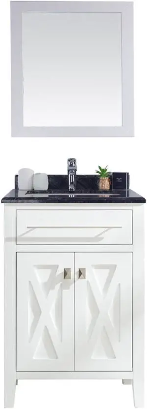Wimbledon - 24 - White Cabinet + Black Wood Marble Countertop