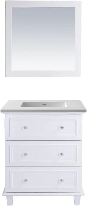 Luna - 30 - White Cabinet + Matte White VIVA Stone Solid Surface Countertop