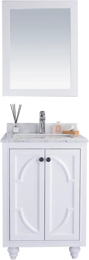 Odyssey - 24 - White Cabinet + White Carrara Marble Countertop