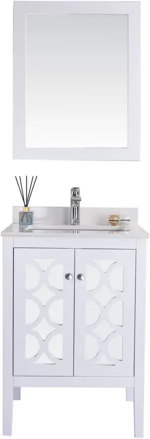 Mediterraneo - 24 - White Cabinet + White Quartz Countertop