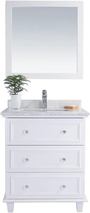 Luna - 30 - White Cabinet + White Carrara Marble Countertop