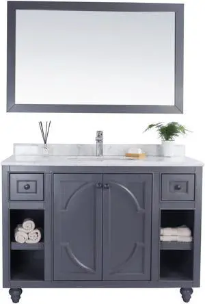 Odyssey - 48 - Maple Grey Cabinet + White Carrara Marble Countertop