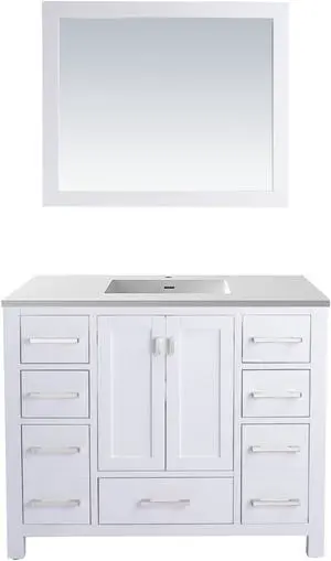 Wilson 42 - White Cabinet + Matte White VIVA Stone Solid Surface Countertop