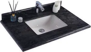 Black Wood Marble Countertop - 36" - Single Hole with Rectangular Sink