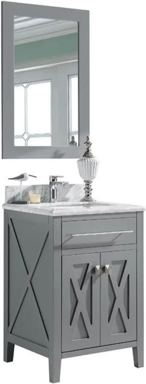Wimbledon - 24 - Grey Cabinet + White Carrara Marble Countertop
