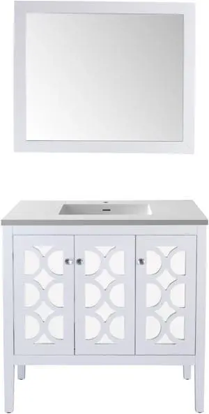Mediterraneo - 36 - White Cabinet + Matte White VIVA Stone Solid Surface Countertop