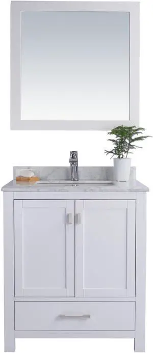 Wilson 30 - White Cabinet + White Carrara Marble Countertop