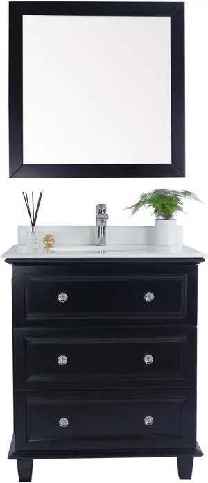 Luna - 30 - Espresso Cabinet + Pure White Phoenix Stone Countertop