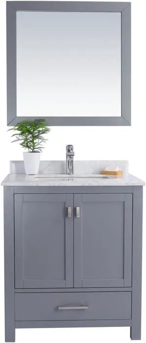 Wilson 30 - Grey Cabinet + White Carrara Marble Countertop