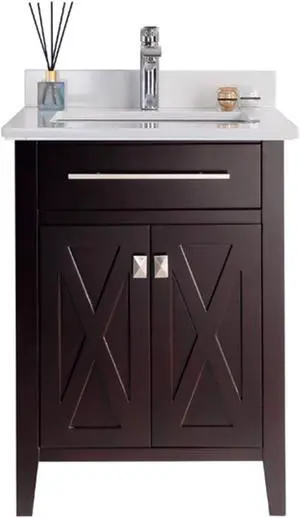 Wimbledon - 24 - Brown Cabinet + White Quartz Countertop