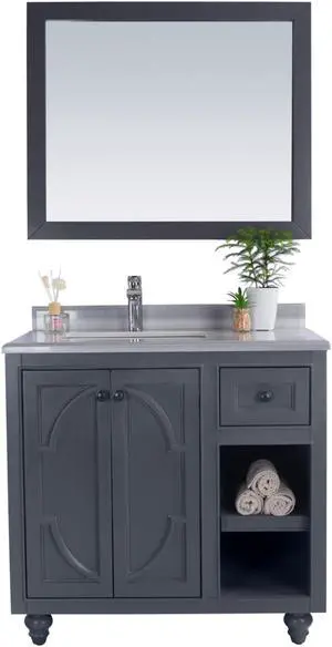 Odyssey - 36 - Maple Grey Cabinet + White Stripes Marble Countertop