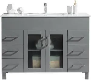 Nova 48 - Grey Cabinet + Ceramic Basin Countertop