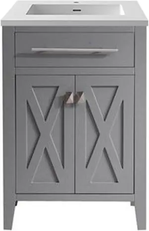 Wimbledon - 24 - Grey Cabinet + Matte White VIVA Stone Solid Surface Countertop