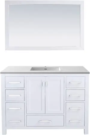 Wilson 48 - White Cabinet + Matte White VIVA Stone Solid Surface Countertop