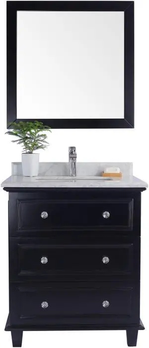 Luna - 30 - Espresso Cabinet + White Carrara Marble Countertop