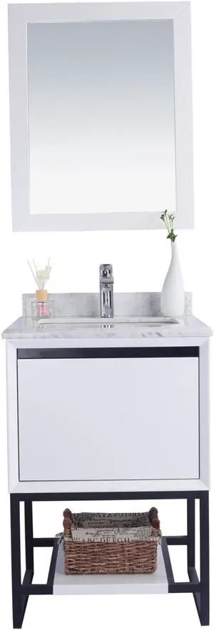 Alto 24 - White Cabinet + White Carrara Marble Countertop