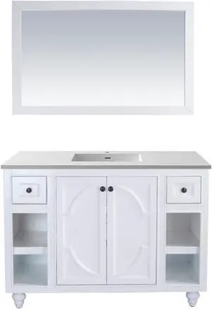 Odyssey - 48 - White Cabinet + Matte White VIVA Stone Solid Surface Countertop