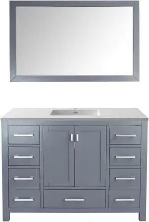 Wilson 48 - Grey Cabinet + Matte White VIVA Stone Solid Surface Countertop