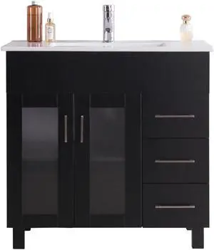 Nova 36 - Espresso Cabinet + Ceramic Basin Countertop