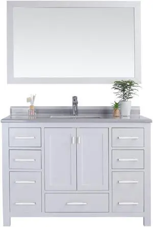 Wilson 48 - White Cabinet + White Stripes Marble Countertop