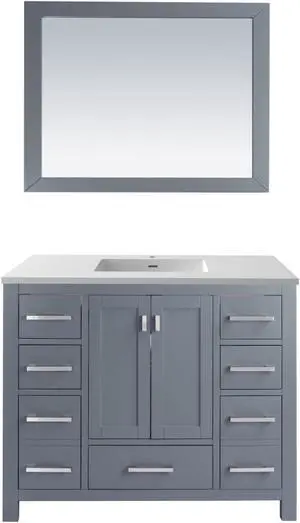 Wilson 42 - Grey Cabinet + Matte White VIVA Stone Solid Surface Countertop