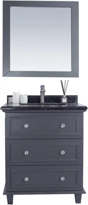 Luna - 30 - Maple Grey Cabinet + Black Wood Marble Countertop
