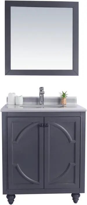 Odyssey - 30 - Maple Grey Cabinet + White Stripes Marble Countertop