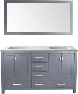 Wilson 60 - Grey Cabinet + Matte White VIVA Stone Solid Surface Countertop