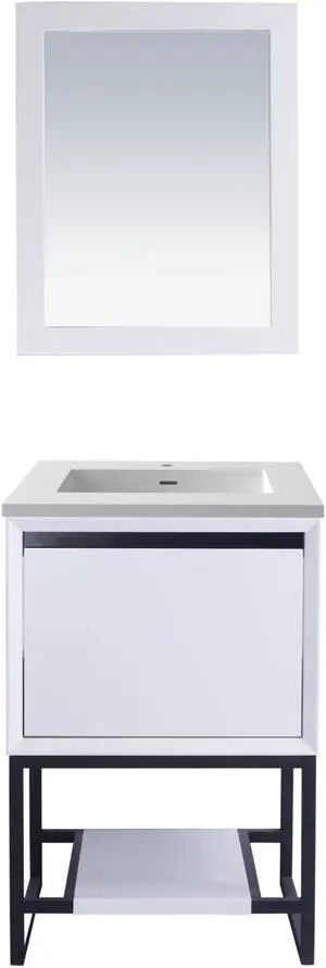 Alto 24 - White Cabinet + Matte White VIVA Stone Solid Surface Countertop
