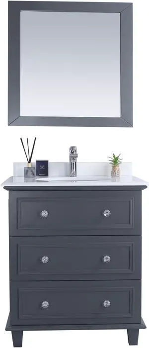 Luna - 30 - Maple Grey Cabinet + Pure White Phoenix Stone Countertop