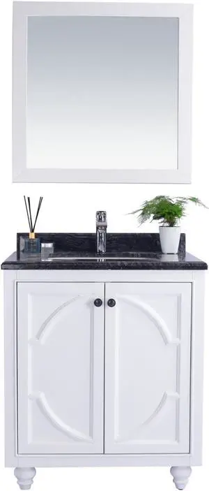 Odyssey - 30 - White Cabinet + Black Wood Marble Countertop