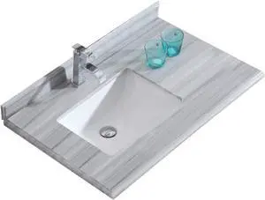 Odyssey - 36 - White Stripes Marble Countertop with Rectangular Sink
