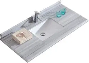 White Stripes Marble Countertop - 48" - Single Hole with Rectangular Sink