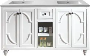 Odyssey - 60 - White Cabinet + Matte White VIVA Stone Solid Surface Countertop