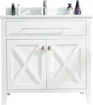 Wimbledon - 36 - White Cabinet + White Carrara Marble Countertop