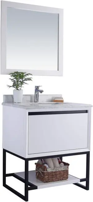 Alto 30 - White Cabinet + White Carrara Marble Countertop