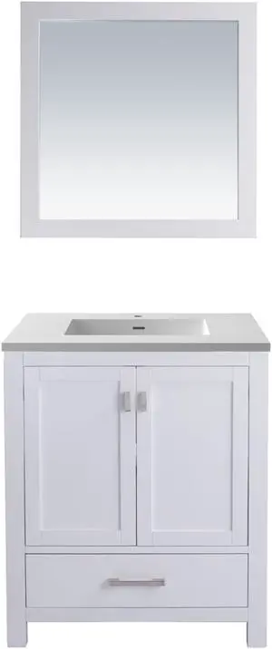 Wilson 30 - White Cabinet + Matte White VIVA Stone Solid Surface Countertop